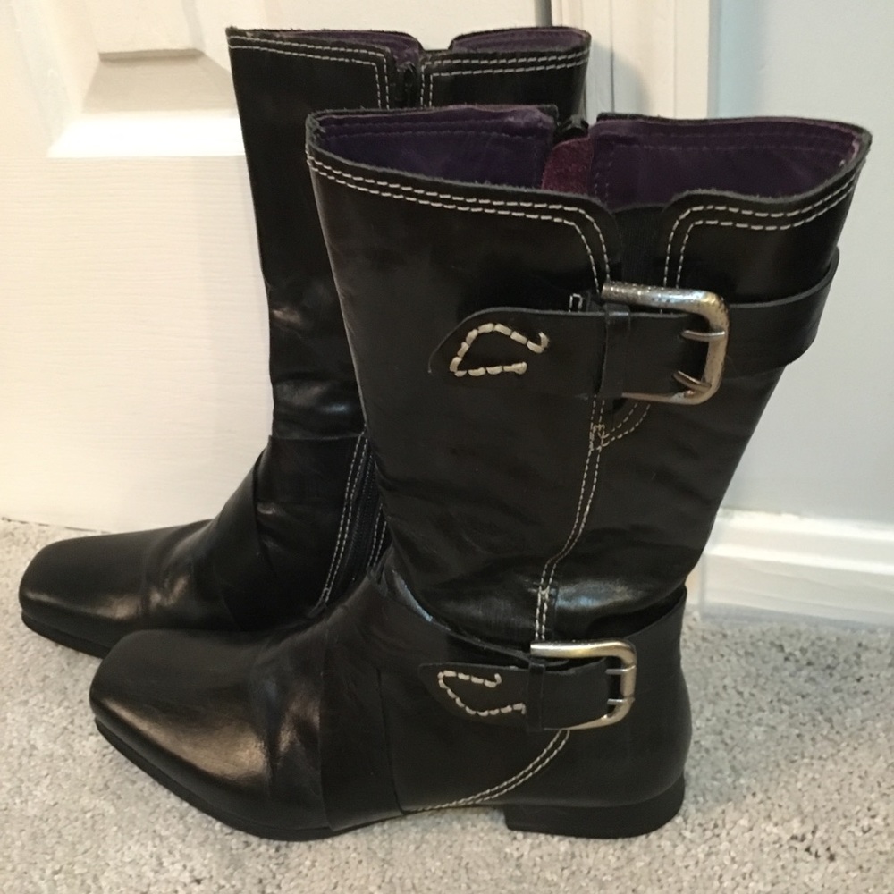 True Religion black biker boots. Size 7 1/2.
